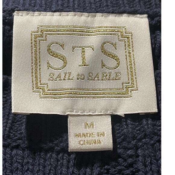 Sail to Sable Cable Knit Sweater Navy Size Medium - Picture 4 of 5